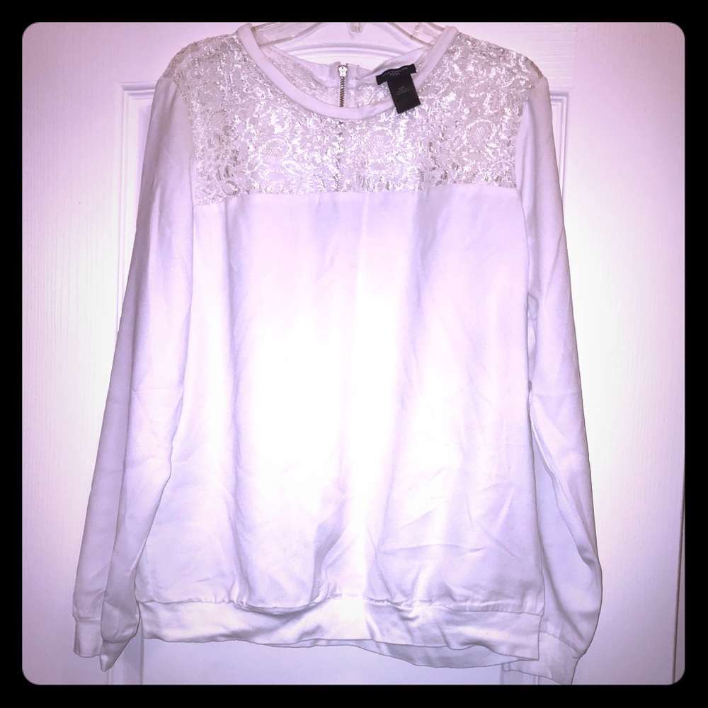 Ann Taylor white shirt with lace detail
